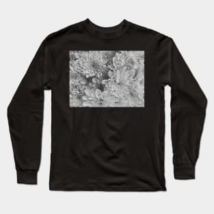 Black & White Floral Pattern Photo Long Sleeve T-Shirt